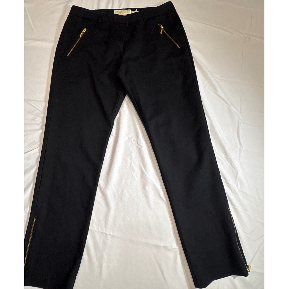 Michael Kors Wellesley Ankle Fit Pants Black Gold Zip Pockets Size 8 Mens